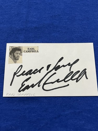 Vintage Earl Campbell Houston Oilers Signed Football Index Card - Picture 1 of 2