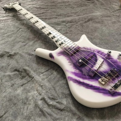 4 Strings Prince Symbol Cloud One EYE White Electric Bass Guitar Hand Work