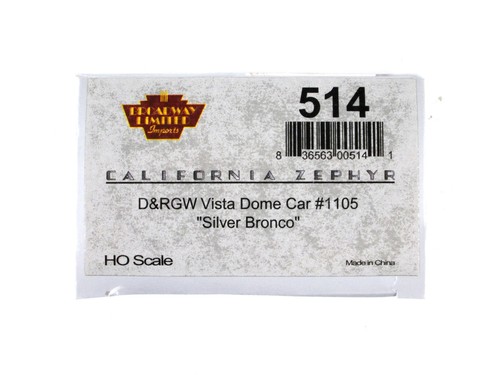 HO Scale **DRGW CALIFORNIA ZEPHYR** SILVER BRONCO Vista Dome 1105 --Broadway 514 - Picture 6 of 6