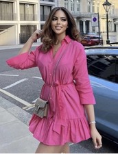 ZARA PINK RUFFLED SATIN EFFECT DRESS SIZE M BLOGGERS FAV