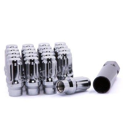 20 6-Spline Lug Nuts ET Tuner Style 12x1.50 Chrome Bulge Acorn