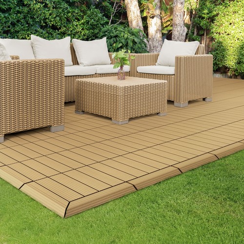 WPC Abschlussleiste Abdeckleiste für WPC Terrassenfliesen Bodenbelag Teak - Bild 8 von 8