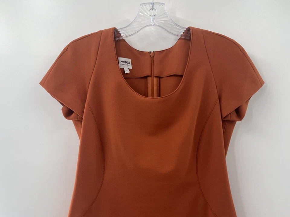 Vestido Armani Collezioni Mujer Naranja Quemado Bodycon Manga Corta Talla 2 Foto 2 de 4
