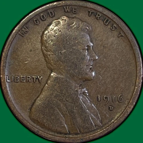 1916-D Lincoln Wheat Cent Fine F Coin #36120