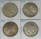 1922 1923 1924 1927-D Peace Dollar Lot of 4 (718)