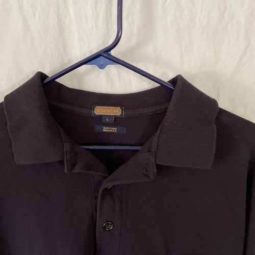 Coach Men’s Long Sleeve Polo Large Black Cotton - Picture 2 of 8