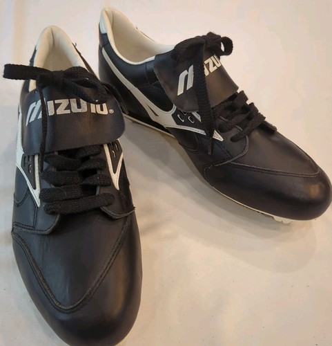 Vintage Mizuno Speed Spike Herren Größe 12 Metall Stollen Schuhe schwarz weiß Baseball - Bild 2 von 19