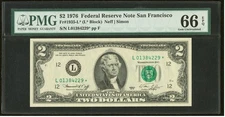 1976 $2 Federal Reserve Star Note. Fr. 1935-L PMG Gem Uncirculated 66 EPQ