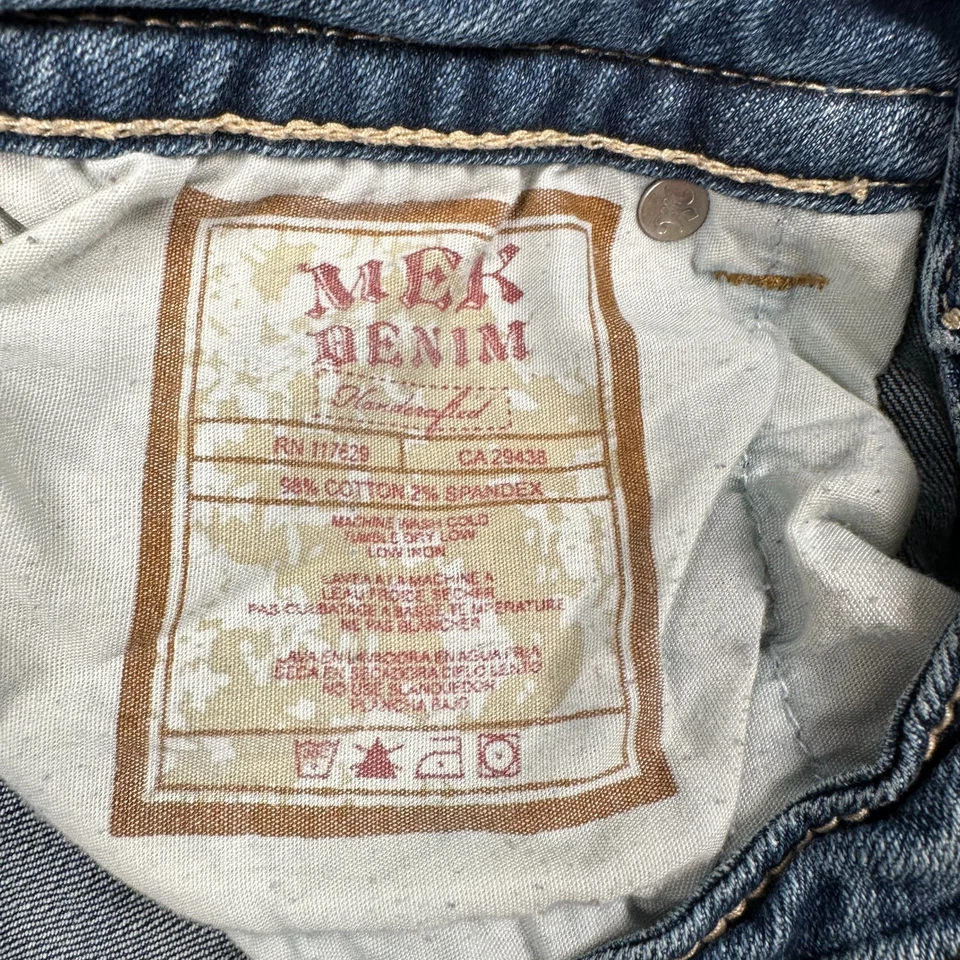 Mek Denim Osaka Straight Leg Jeans Womens 27x34 (27x30.5) Low Rise Embroidered - Image 4 of 4