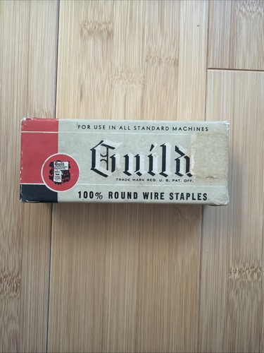 Vintage Guild No. 210 Round Wire Staples Metal With Box And Lid- Opened Used EUC