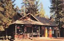 Postcard, Camp Sherman Store, Camp Sherman, Oregon, Gas Station, PM 1957