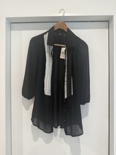 Guess sheer tunic blouse distinct light-striped vertical panels