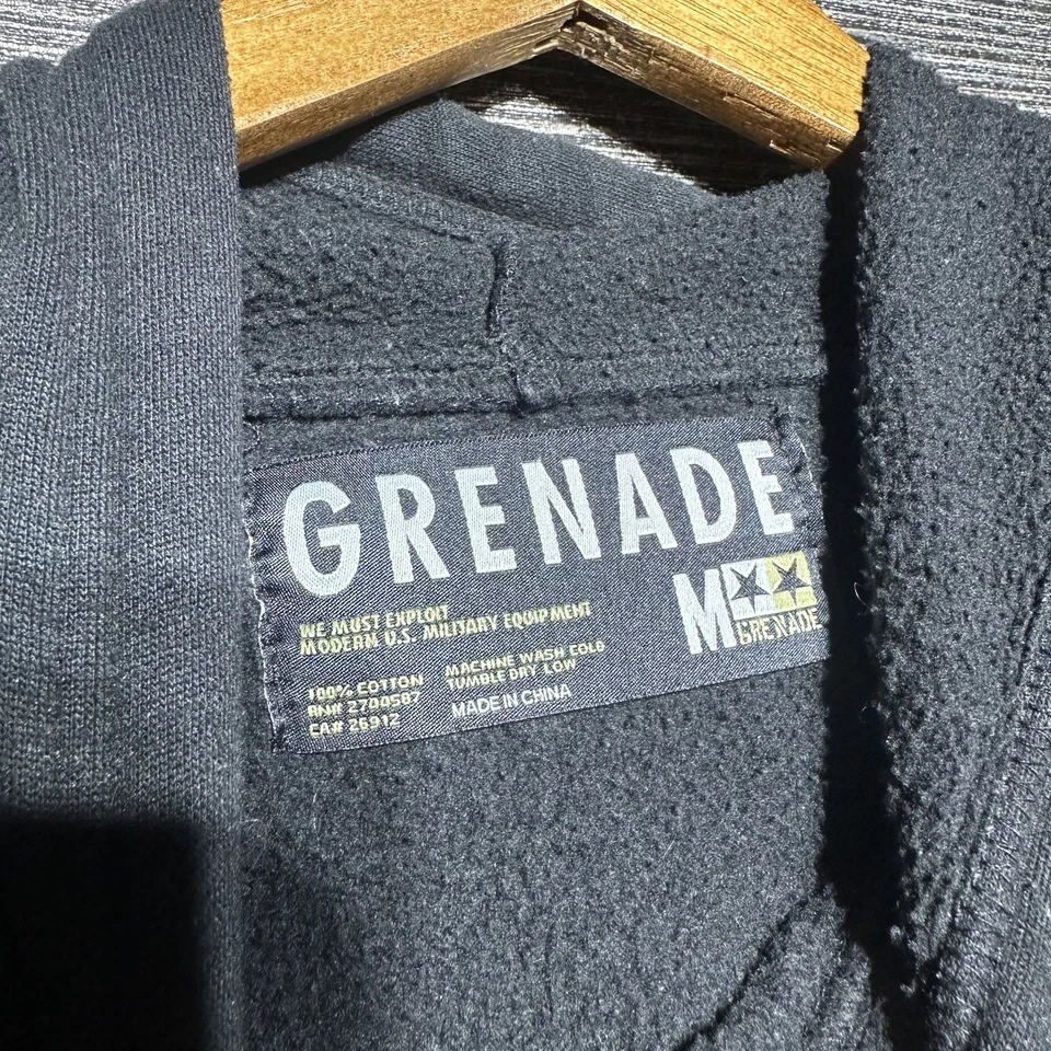 Sudadera con capucha Grenade Y2K para hombre M suéter negro vintage Foto 2 de 4