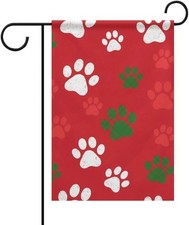 Paw Prints Christmas Garden Party Garden Flag 12x18 Double Sided