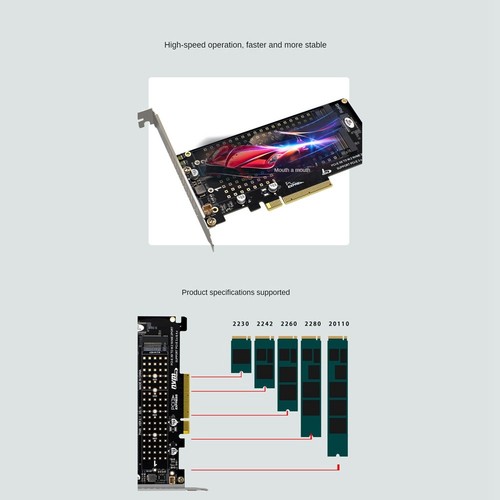 PCI-E X8 Disk Card NVME M.2 M KEY SSD Expansion Adapter T3W82134 - Afbeelding 7 van 10