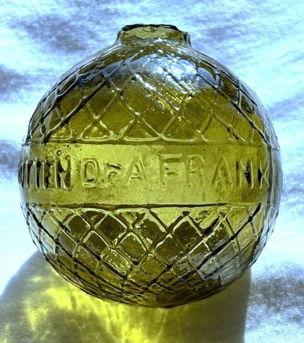 Antique Yellow Olive Glashutten Dr. A. Frank Charlottenburg Glass Target Ball