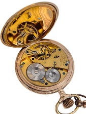 Taschenuhr Waltham Savonette 51mm Gold Double