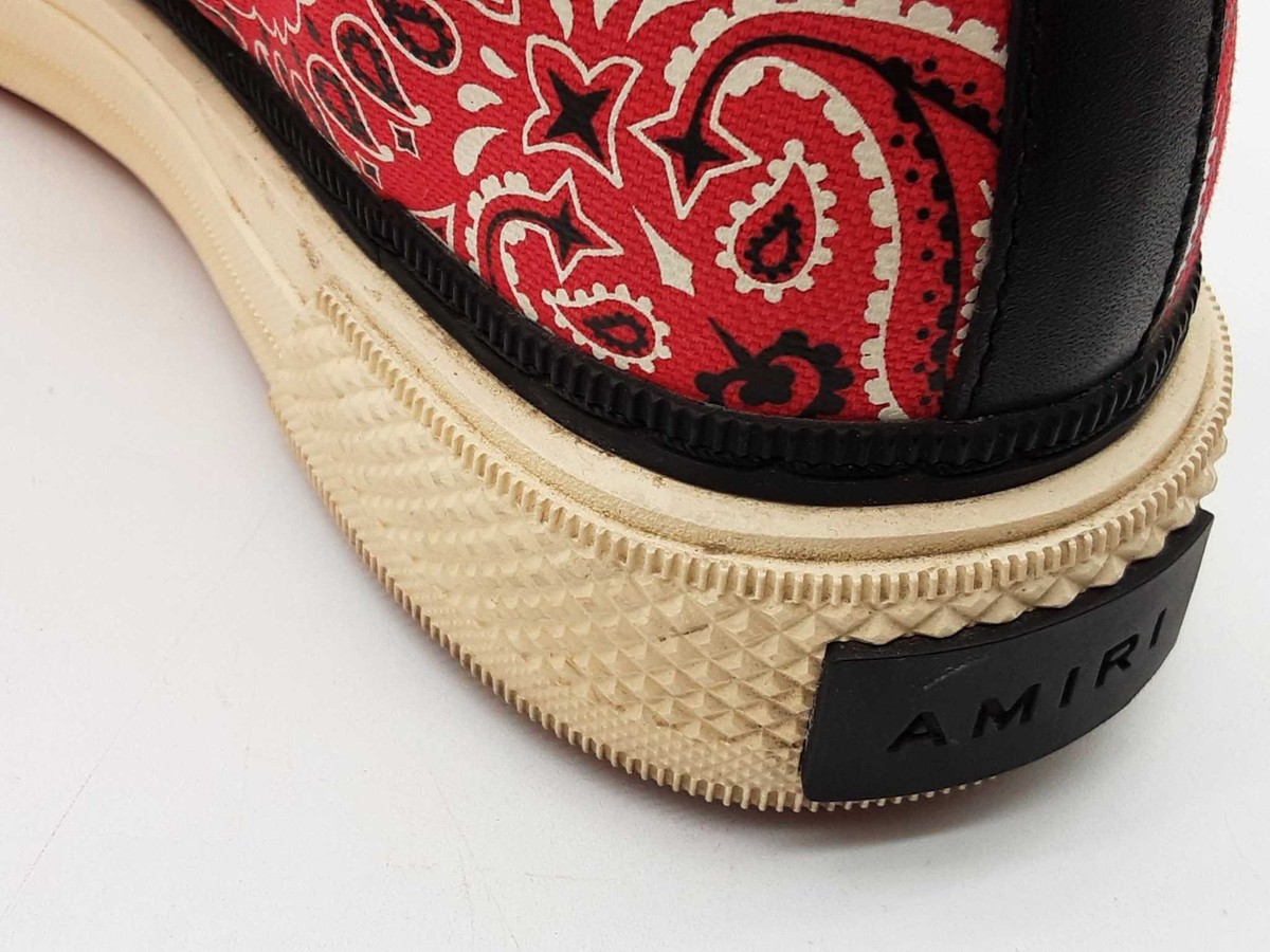 Amiri Ma Logo Court Red Bandana Hi Tops Shoes Size Eu 44/ Us 11
