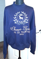 Navy Blue Sweatshirt, Ladies', MEDIUM. Champs Elysees Arc de Triomphe.Paris. NEW