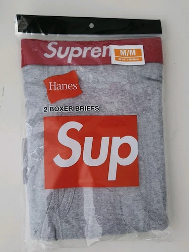 SS25 Supreme Hanes boxer briefs ( 2pack ) Heather Grey Size Medium New Underwear