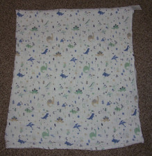 Cloud Island MUSLIN SWADDLE BLANKET White with DINOSAURS 40"x44" 100 Cotton