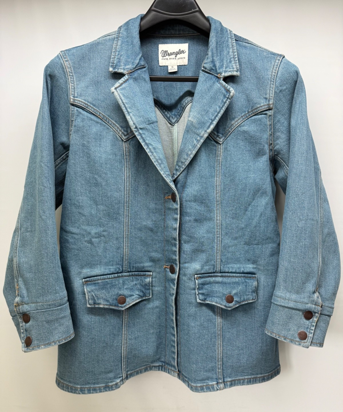 Vintage WRANGLER Jean Jacket  Womens XL  Blue Denim Western 