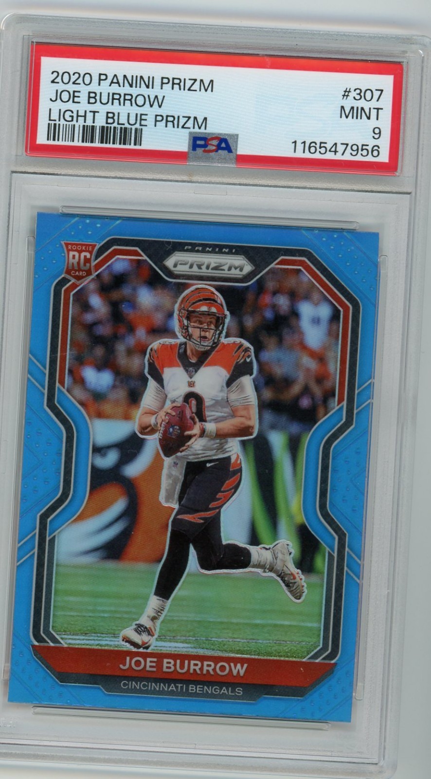 2020 Prizm Joe Burrow Light Blue Short Print #307 PSA 9 Rookie
