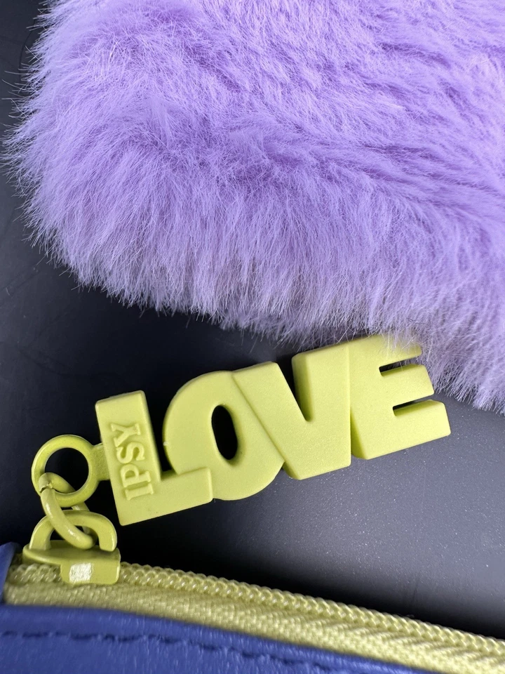 IPSY Glam Bags set of 2 - Purple soft fuzzy fabric & hot pink net fabric - Image 2 of 4