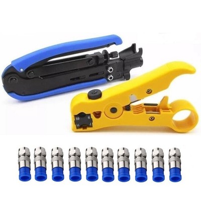 Coaxial Compression Tool Coax Cable Crimper Kit Adjustable rg6 rg59 rg11 75-5...