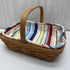 Longaberger Summer Stripe Napkin Basket Sunny Day Stripe Fabric Liner RETIRED