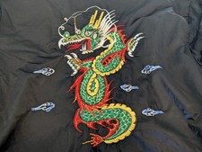 Vintage Kimono Golden Dragon 100 Silk Black Robe Hand Embroidery Japan