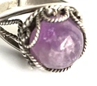 Vintage 925 Sterling Silver Amethyst Ring Locket Secret Compartment SIGNED Opens
