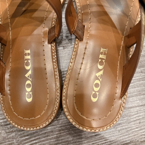 NIB Coach Signature Harlan Sandal CA363 Khaki/Saddle sz 5.5 - Picture 5 of 8