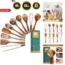 Wooden Utensils Set 10 Pcs Teak Kitchen Utensils Spatula Ladle Tong