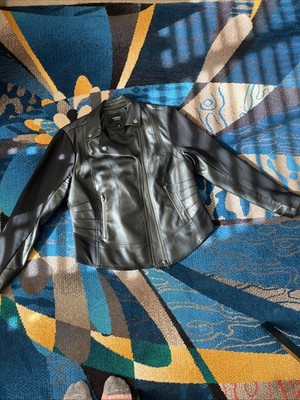 Womens Torrid Black Faux Leather & Ponte Moto Jacket Size 00 used