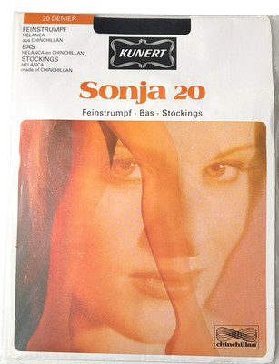 Vintage Kunert Stockings Sonja Large Black Chinchillan Helenca Reinforced Sole