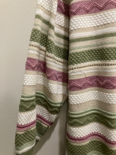 Alfred Dunner Gr. PXL elfenbein grün hellbraun rosa gestreift Pullover Pulli 3/4 Arm - Bild 2 von 5
