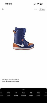 Nike Vapen Snowboard Boots Blue Orange White Men's 11.5 | eBay