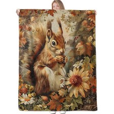 Squirrel Autumn Leaves Throw Blanket Gifts Women Girls Kids Adults 50x60