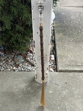 Vintage Italian Long Handled Shoehorn   Carved Figural Head, Bamboo Style Handle