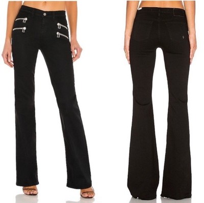 Lovers + Friends Bailey Flare Moto Jeans Black Zippers Grunge Y2K Low rise 25