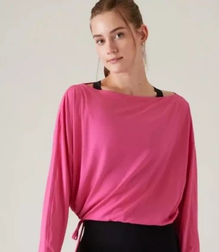Athleta M Cool Down Top Pink Damen Gr. Medium Sweatshirt Yoga Pilates Wandern