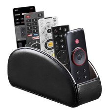Leather Remote Control Holder with 5 Compartments for Desktop Table Organizer