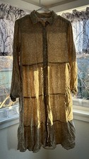 Time and Tru Tan Button-Front Tiered Shirt Dress – Size Small (4–6)