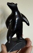 Vintage Inuit Carved Black Stone Dancing Bear First Nations NR