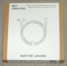 Native Union Belt Cable Duo 4.9' USB-C to Lightning & USB-C Cable MFi-Certified
