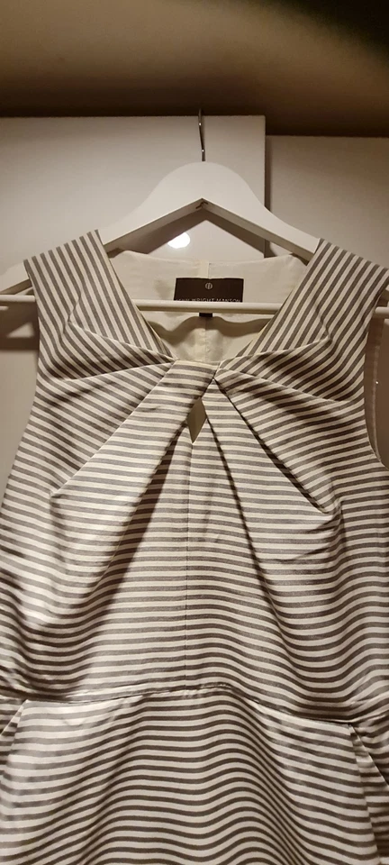 Fenn Wright Manson Women's Grey/White Stripe Silk Occasion Dress Size 10 - Image 3 of 4