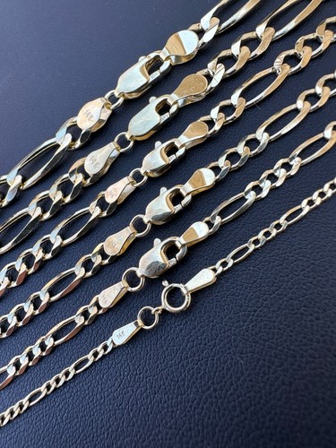 Real Solid 14k Yellow Gold Figaro Link Chain 16-24" 2mm-7mm Necklace ITALY - Picture 11 of 15