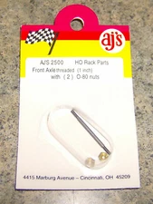 "NEW" AJS FRONT AXLE THREADED (1 INCH) WITH (2) 0-80 NUTS  (PART # 2500)