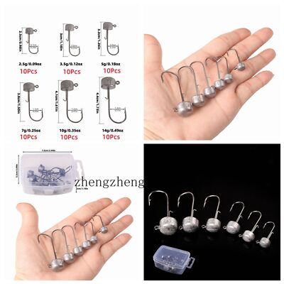 10pcs/Box Mushroom Ned Rig Jig Head Hooks Shroom Lead Bait Bass Crappie 2.5-14g